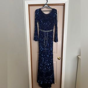 Mac Duggal Long Sleeved Embellished Gown